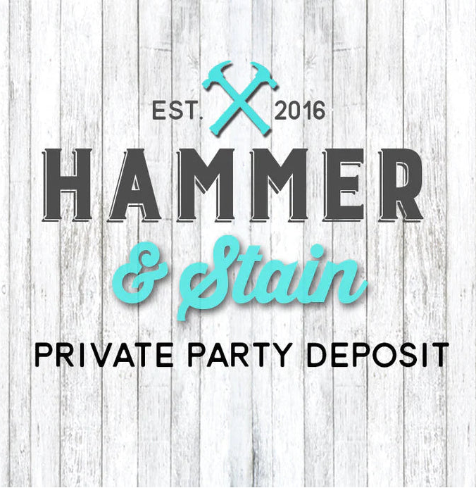 Logo for 'Hammer & Stain' with text 'Est. 2016' on a wooden background.