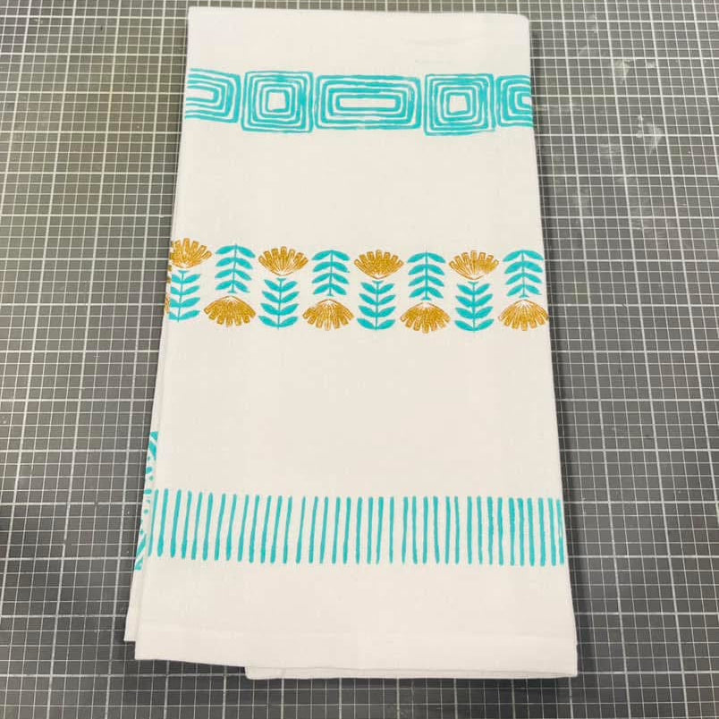 Fabric with a decorative pattern on a cutting mat