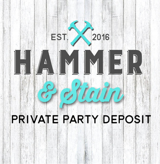 Logo for 'Hammer & Stain' with text 'Est. 2016' on a wooden background.